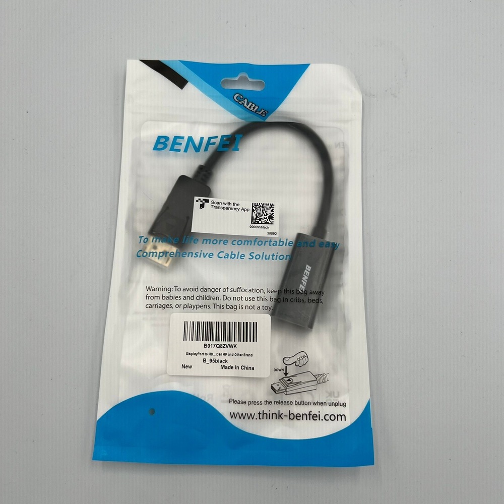 Benfei DisplayPort to HDMI Adapter Unisex OS Black Brand New B017Q8ZVWK